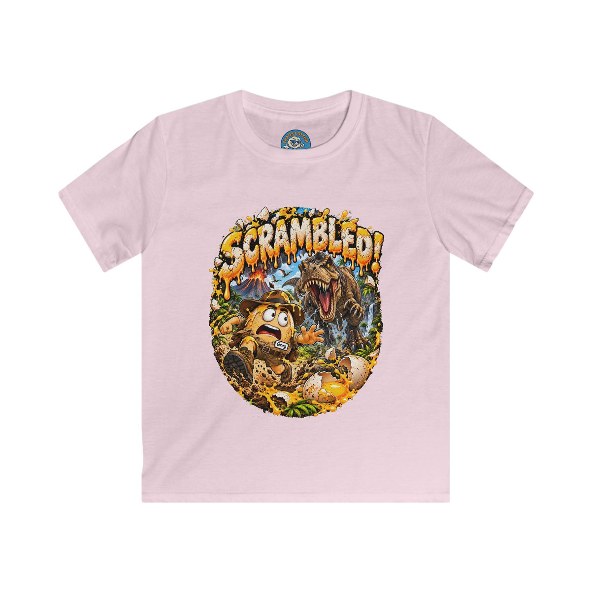 Greg the Egg "Scrambled Dinosaur" Kids T-Shirt