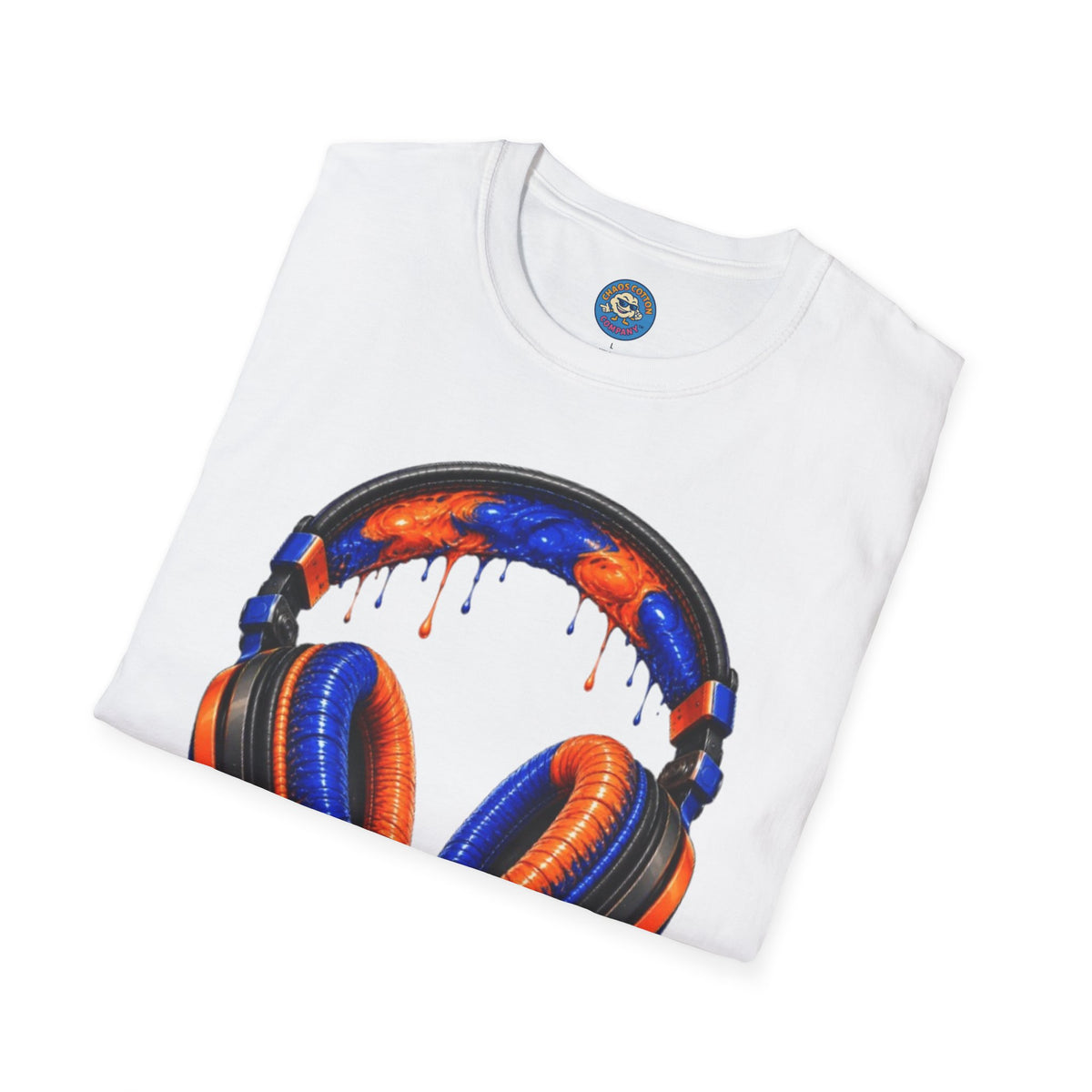 Orange and Blue Drip Headphones T-Shirt