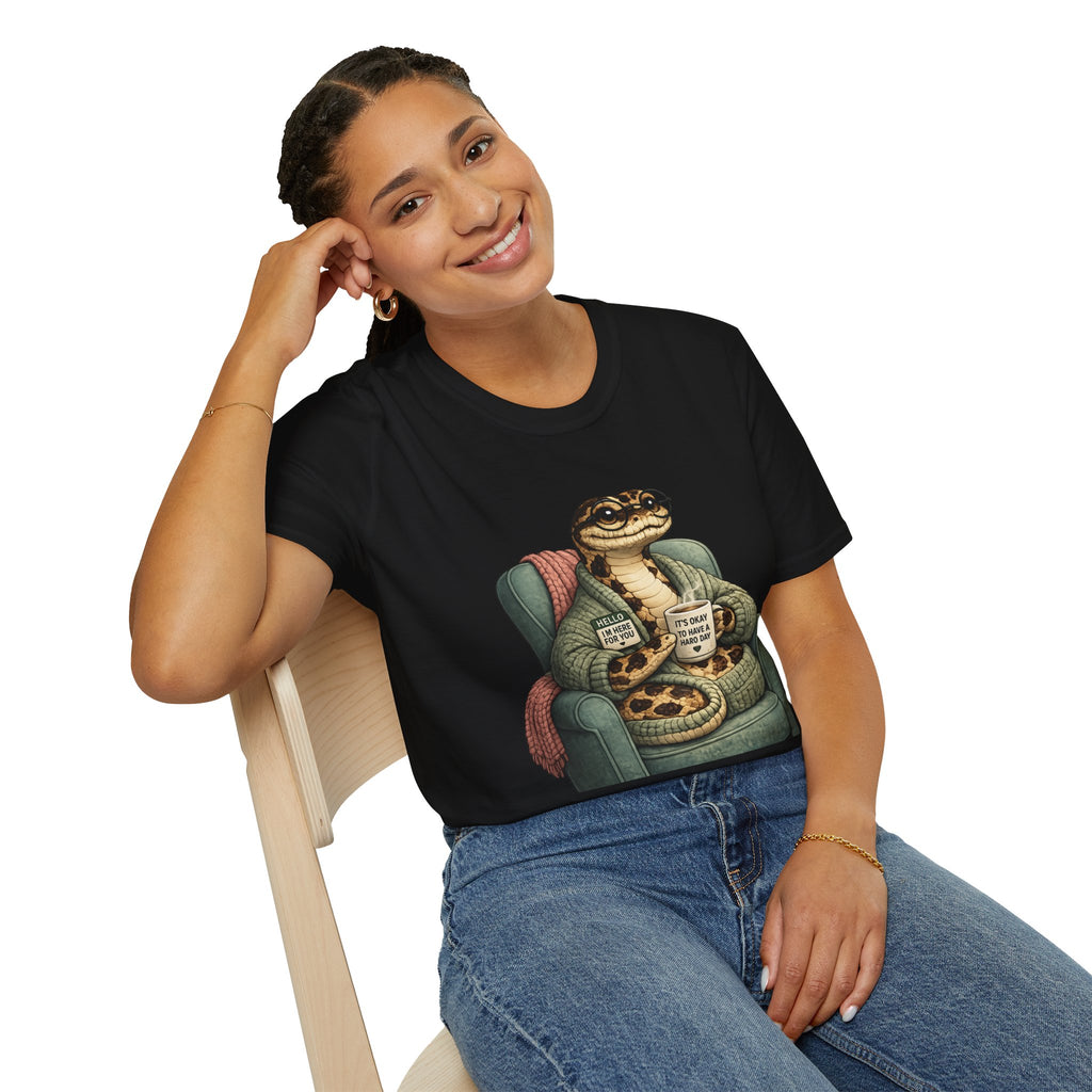 Cozy Snake Holding Mug T-Shirt | It's Okay To Have A Hard Day