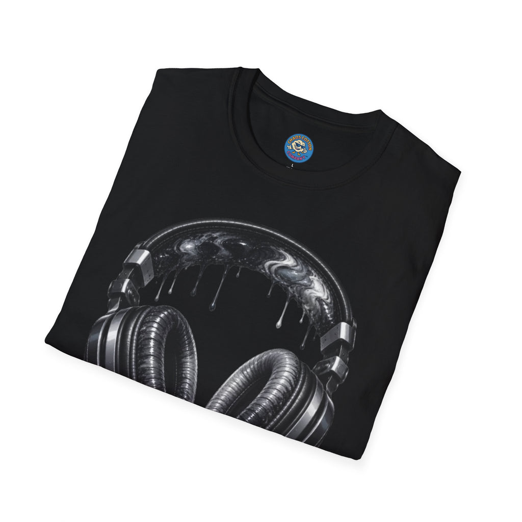 Black and White Drip Headphones T-Shirt