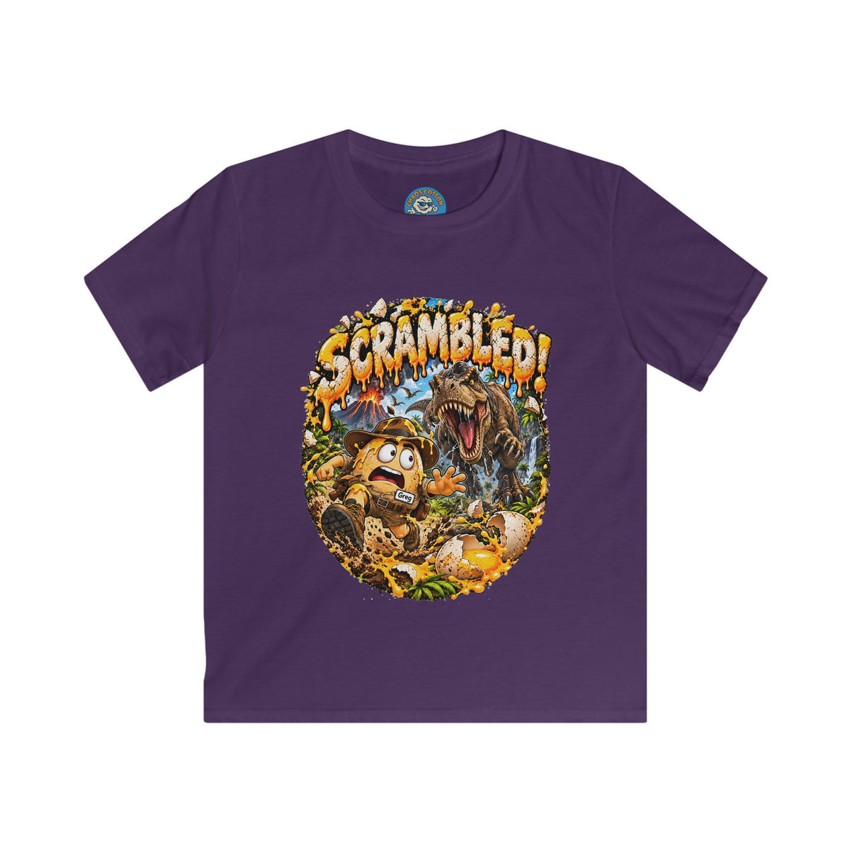 Greg the Egg "Scrambled Dinosaur" Kids T-Shirt