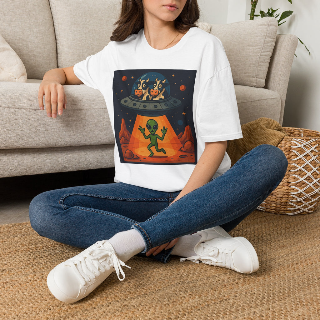 Udderly Suspicious: Alien Cow Abduction Funny UFO T-Shirt