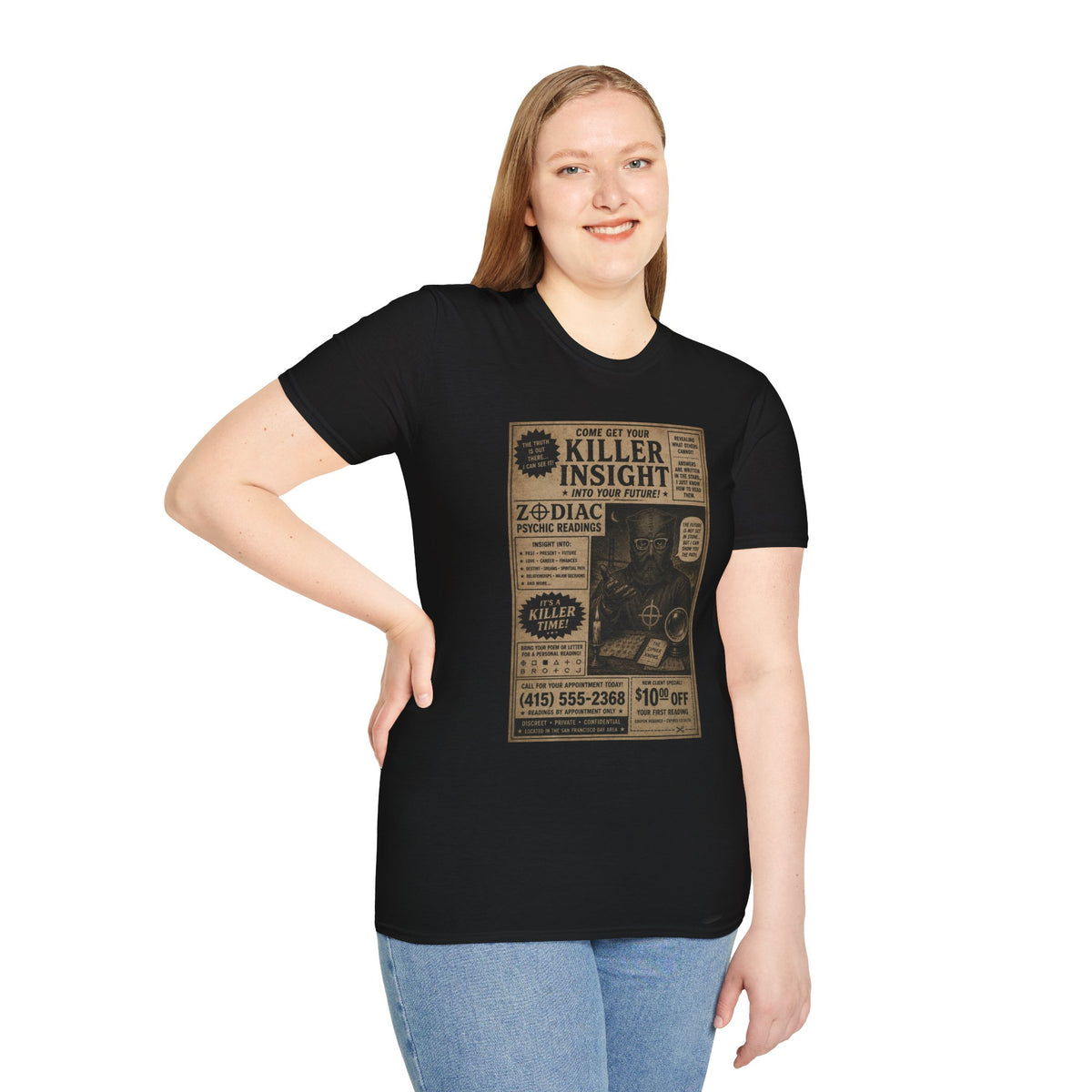 Killer Insight Vintage Newspaper Ad T-Shirt | Zodiac Psychic Readings