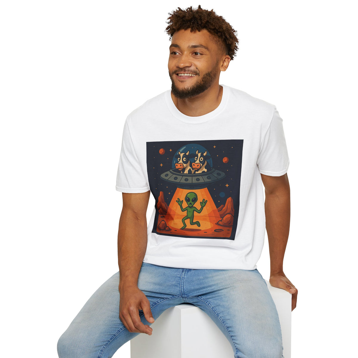 Udderly Suspicious: Alien Cow Abduction Funny UFO T-Shirt