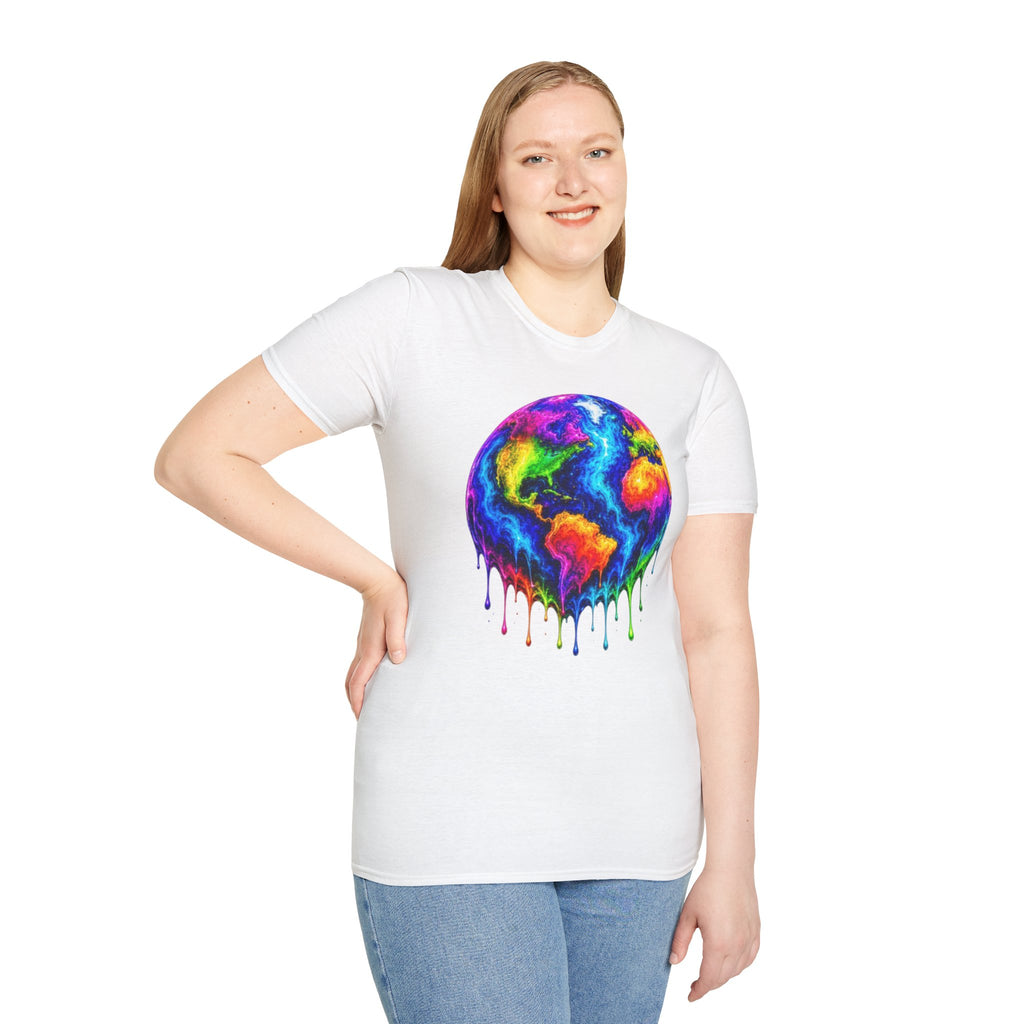 Rainbow Drip Earth T-Shirt