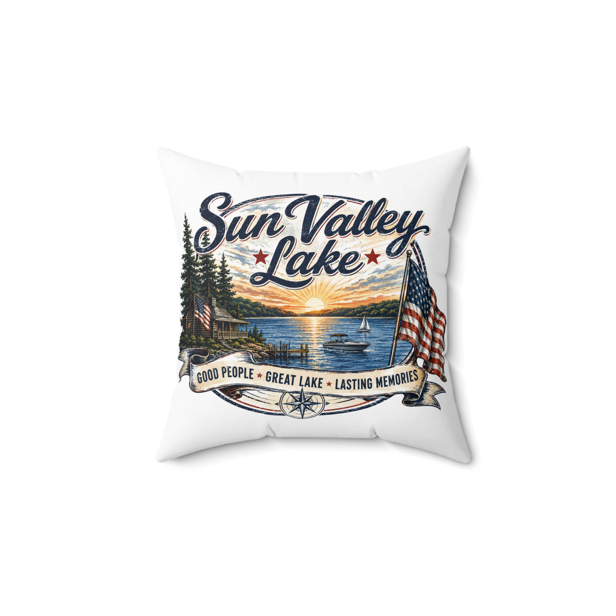 Sun Valley Lake Decorative Pillow - Rustic Lake House & Cabin Decor