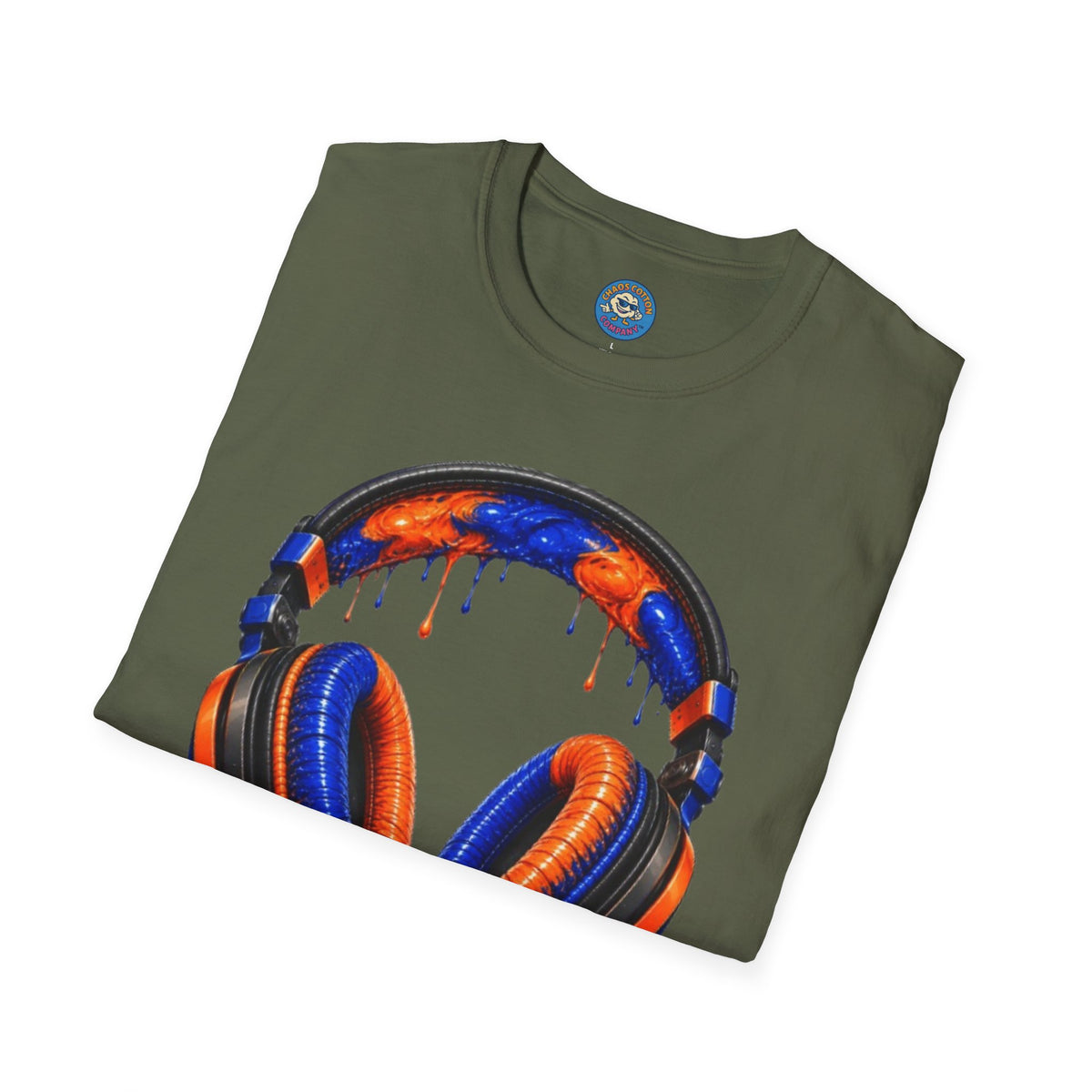 Orange and Blue Drip Headphones T-Shirt