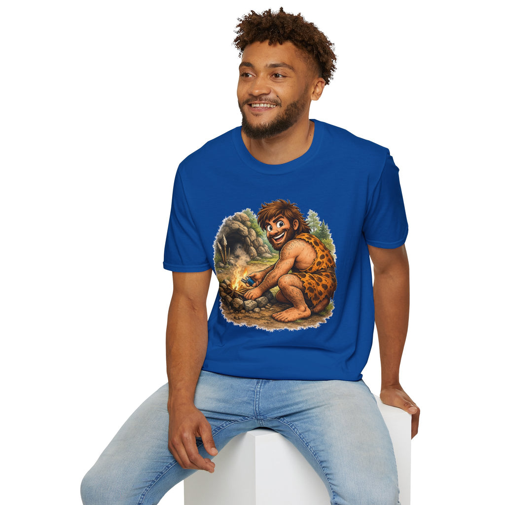 Caveman Discovers a Lighter T-Shirt