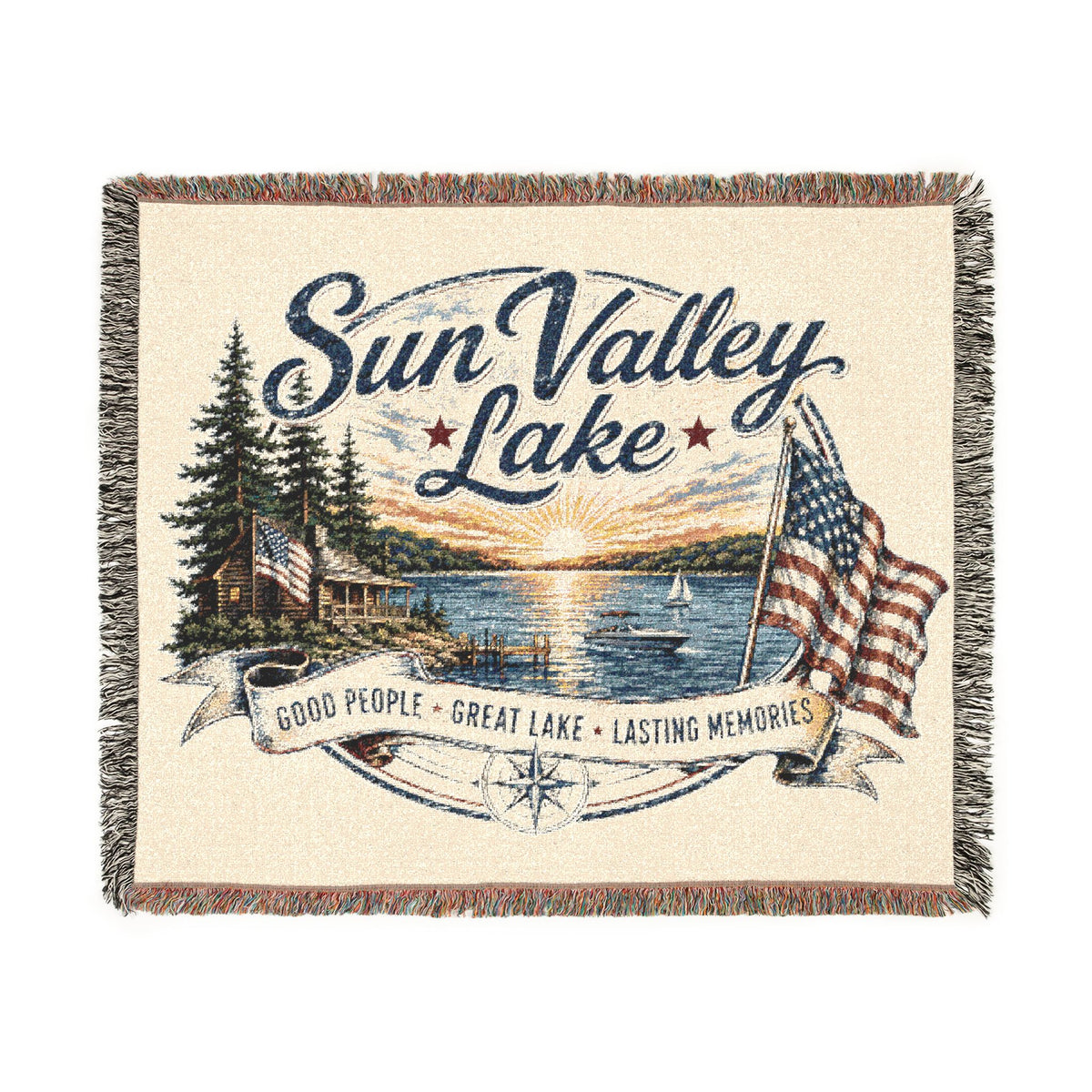 Sun Valley Lake Woven Throw Blanket