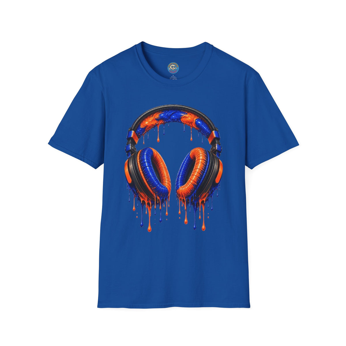 Orange and Blue Drip Headphones T-Shirt