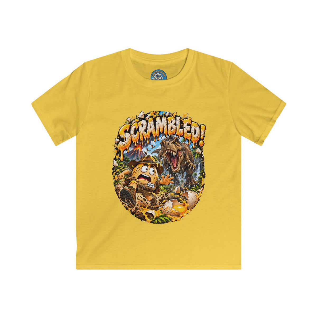 Greg the Egg "Scrambled Dinosaur" Kids T-Shirt