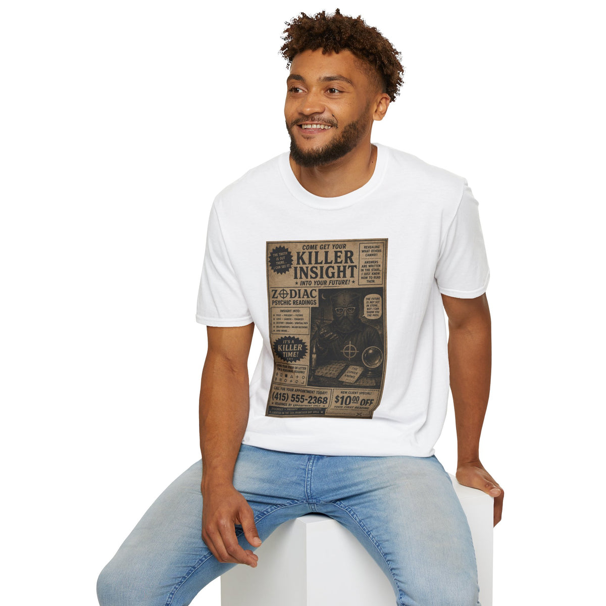 Killer Insight Vintage Newspaper Ad T-Shirt | Zodiac Psychic Readings