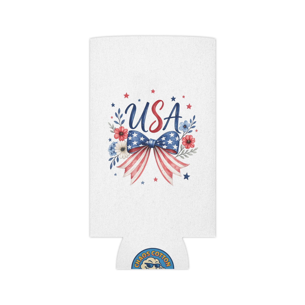 USA Floral Bow Can Cooler