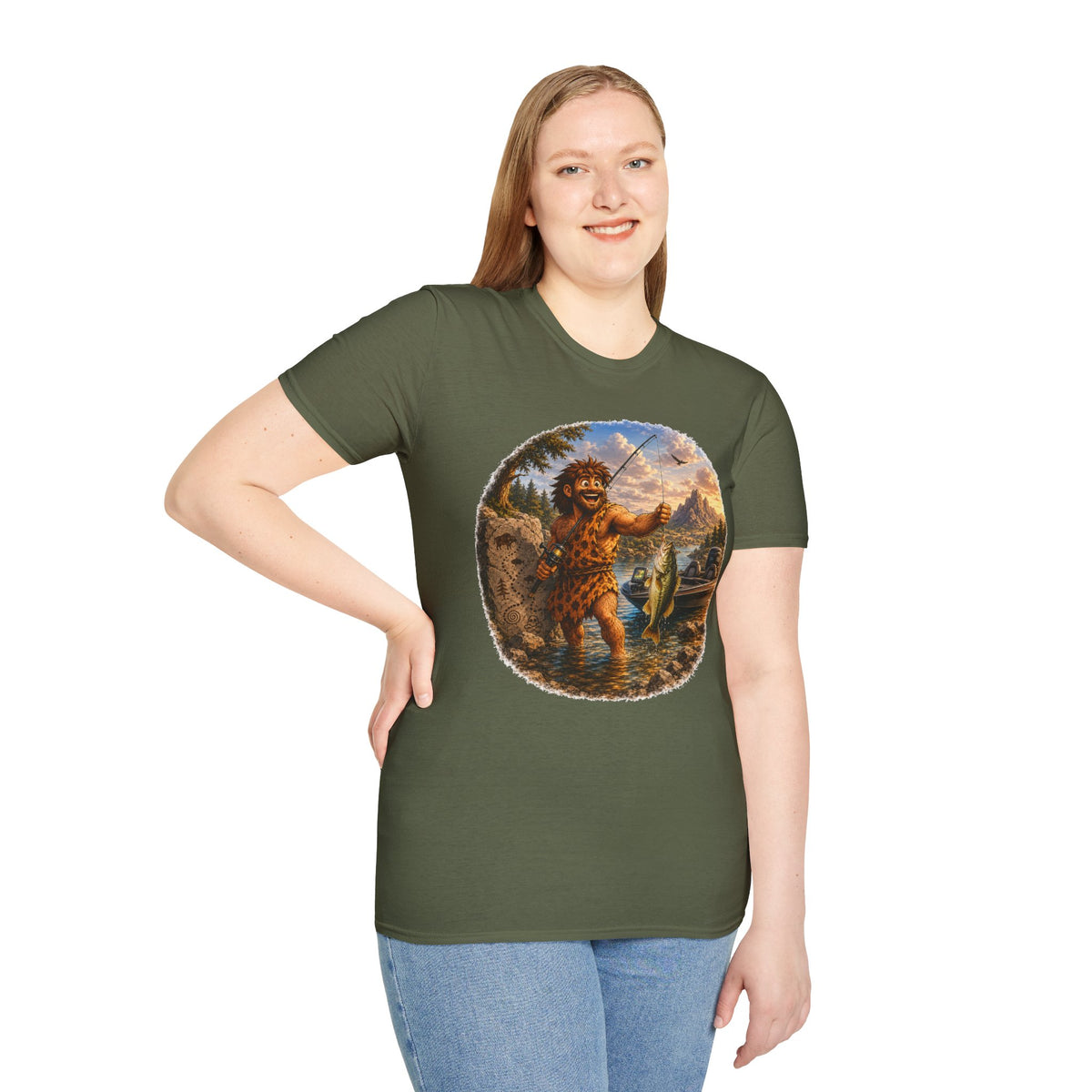 Caveman Goes Fishing T-Shirt