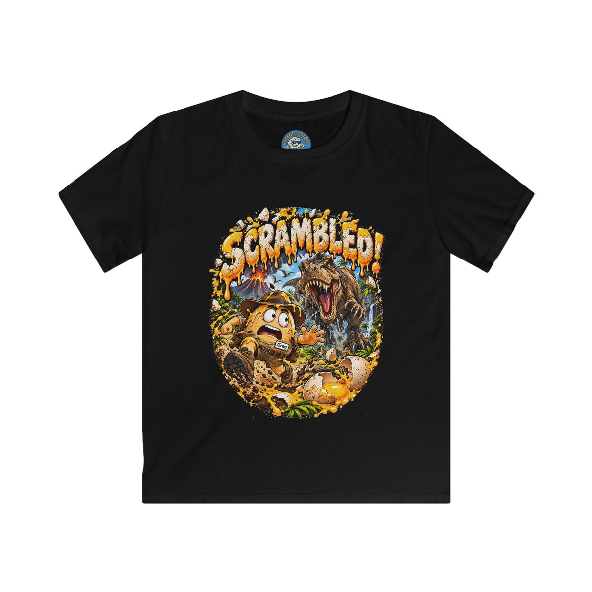 Greg the Egg "Scrambled Dinosaur" Kids T-Shirt