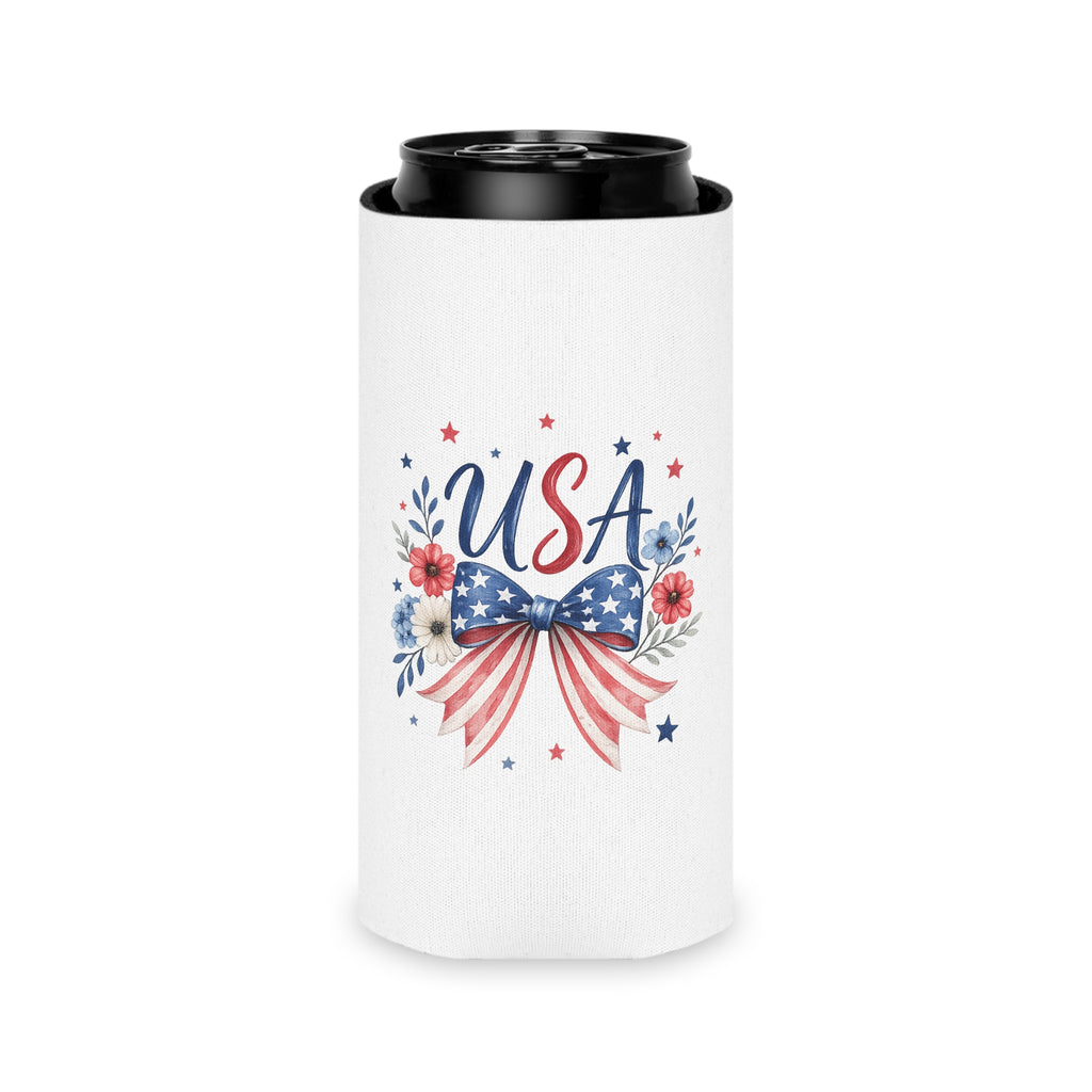 USA Floral Bow Can Cooler