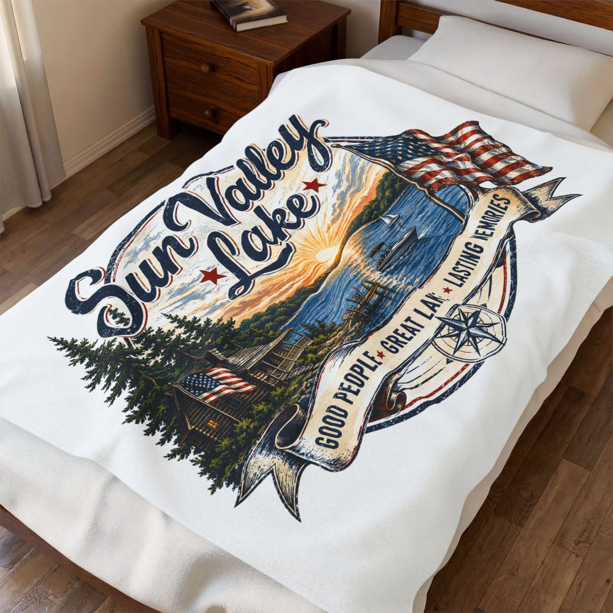 Sun Valley Lake Velveteen Plush Blanket