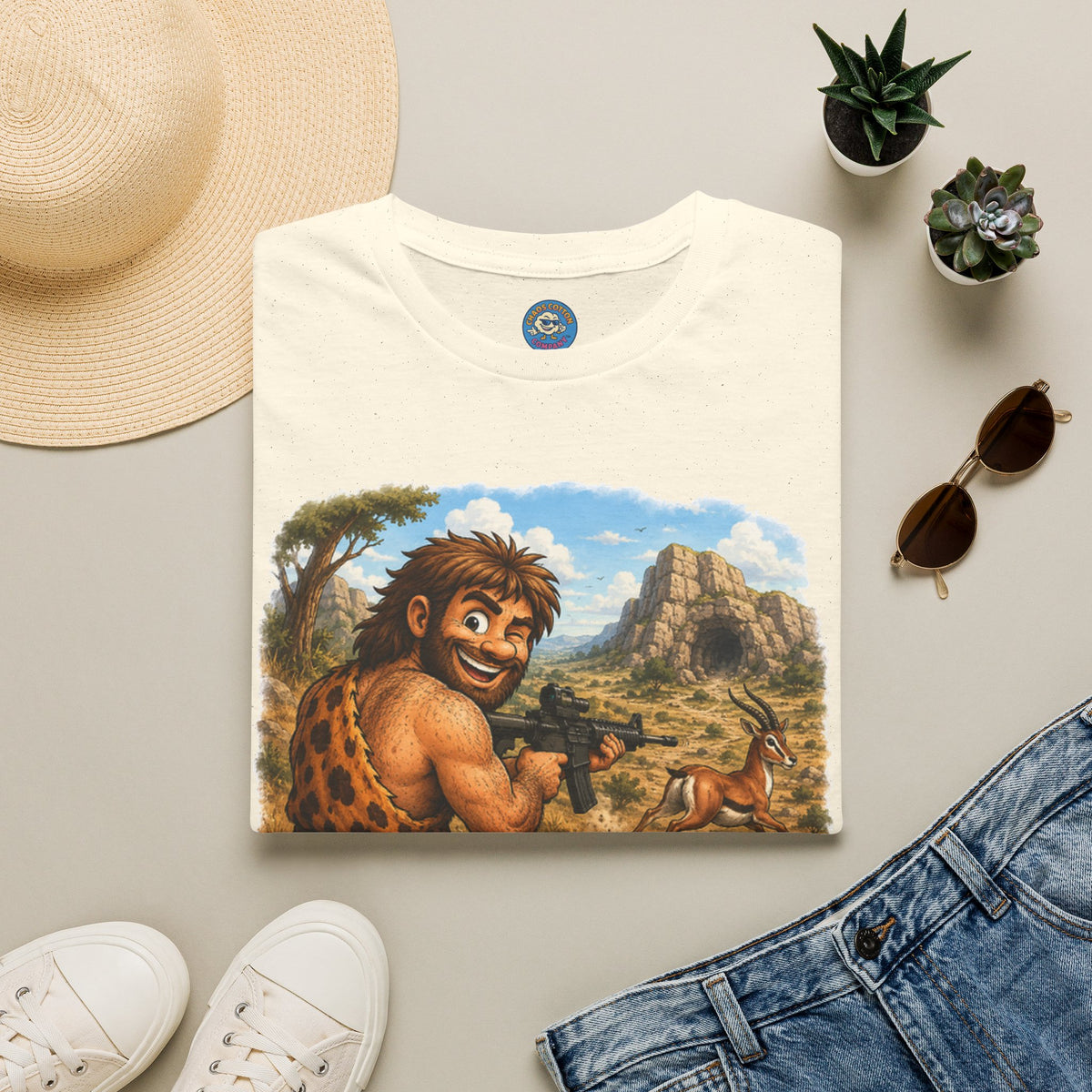 Caveman Hunting with an AR T-Shirt