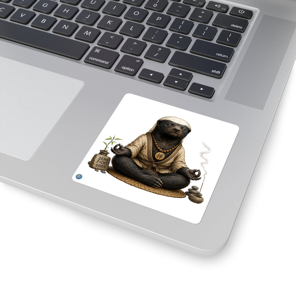 Zen Honey Badger Square Sticker Decal