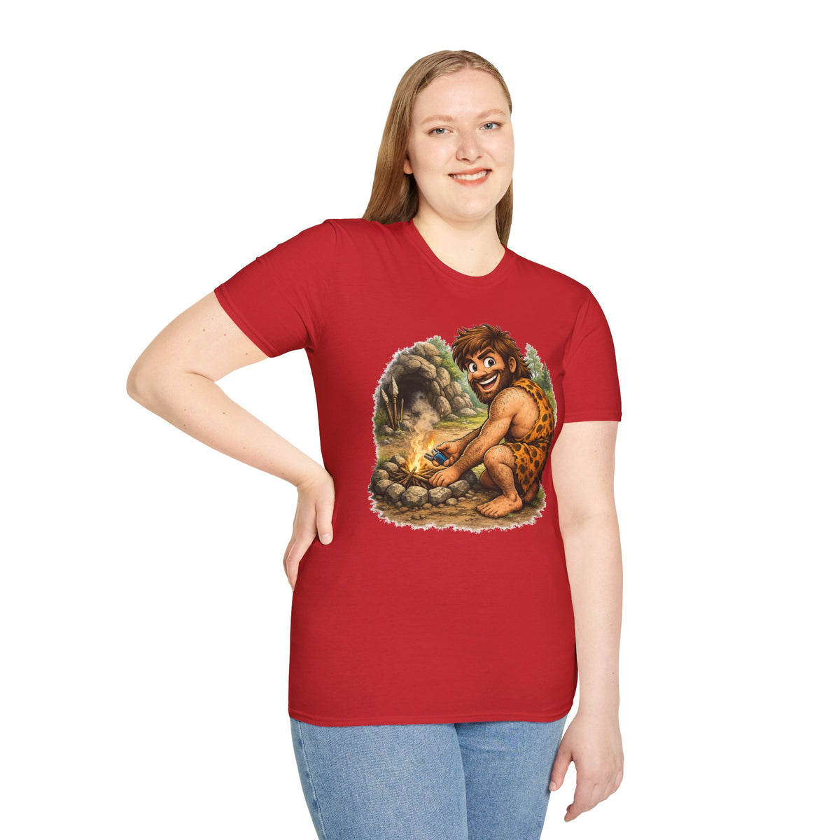 Caveman Discovers a Lighter T-Shirt