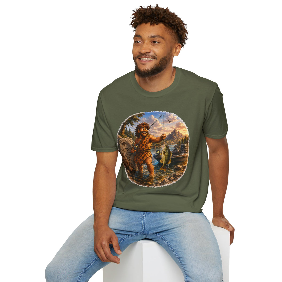 Caveman Goes Fishing T-Shirt