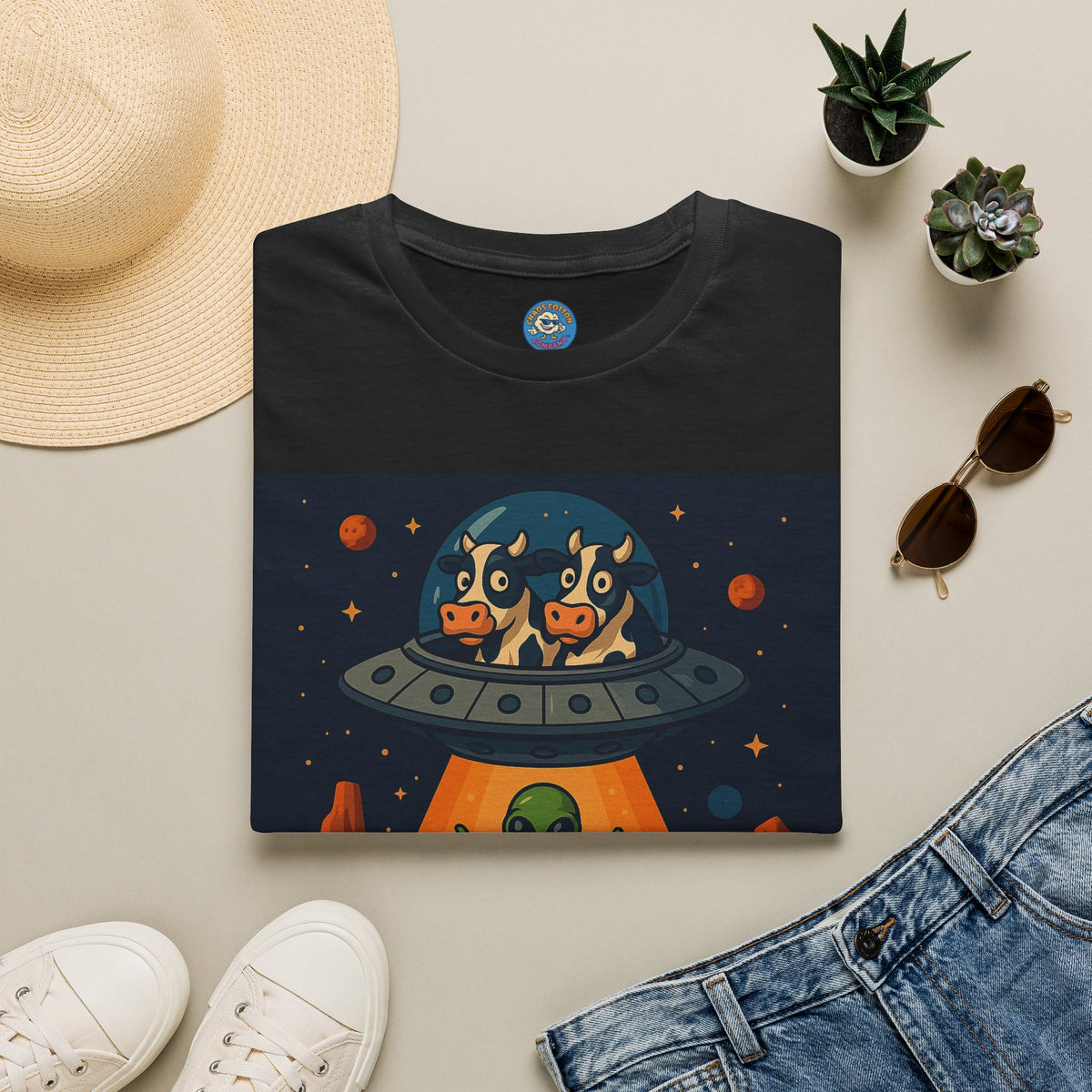 Udderly Suspicious: Alien Cow Abduction Funny UFO T-Shirt