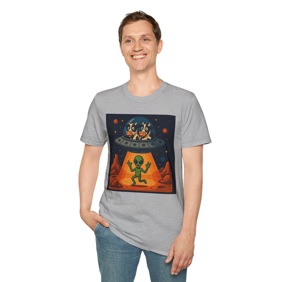Udderly Suspicious: Alien Cow Abduction Funny UFO T-Shirt