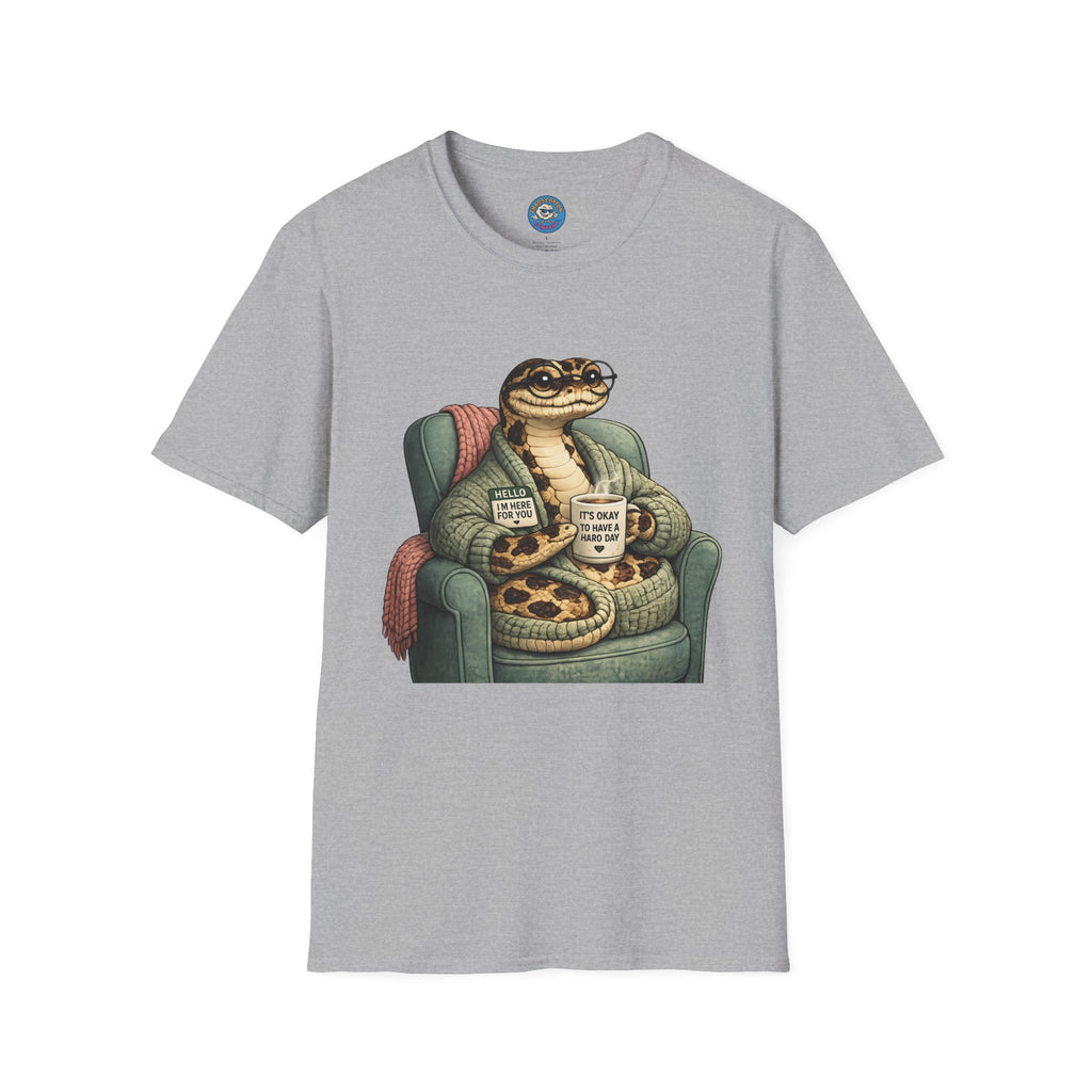 Cozy Snake Holding Mug T-Shirt | It's Okay To Have A Hard Day