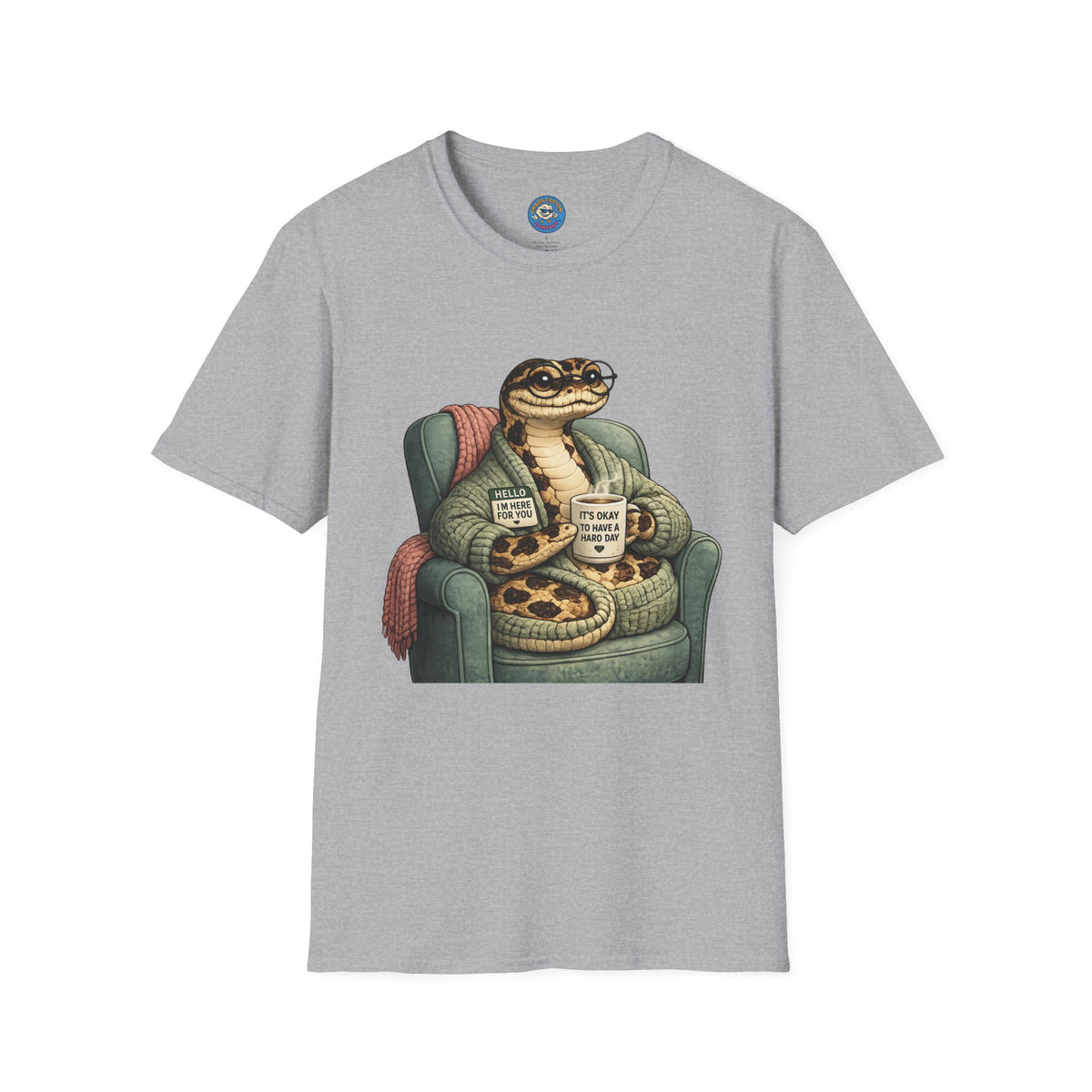 Cozy Snake Holding Mug T-Shirt | It's Okay To Have A Hard Day