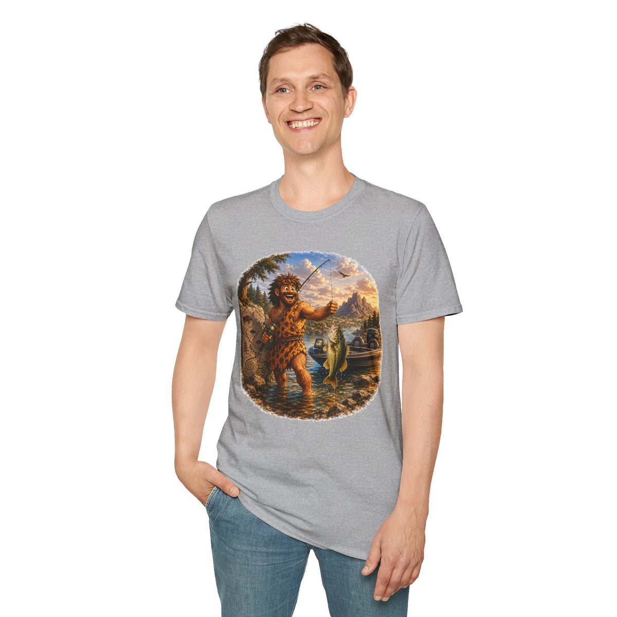 Caveman Goes Fishing T-Shirt