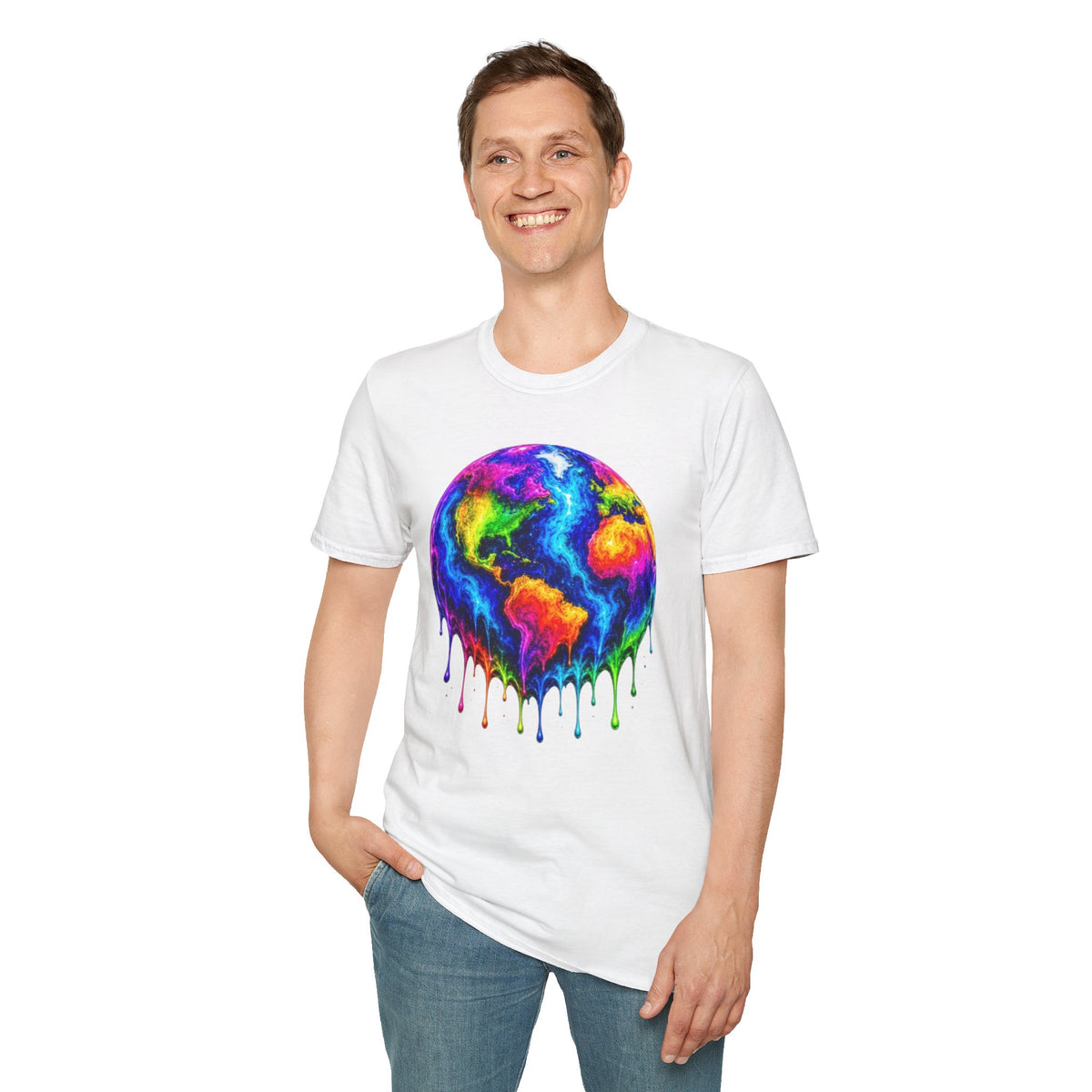 Rainbow Drip Earth T-Shirt