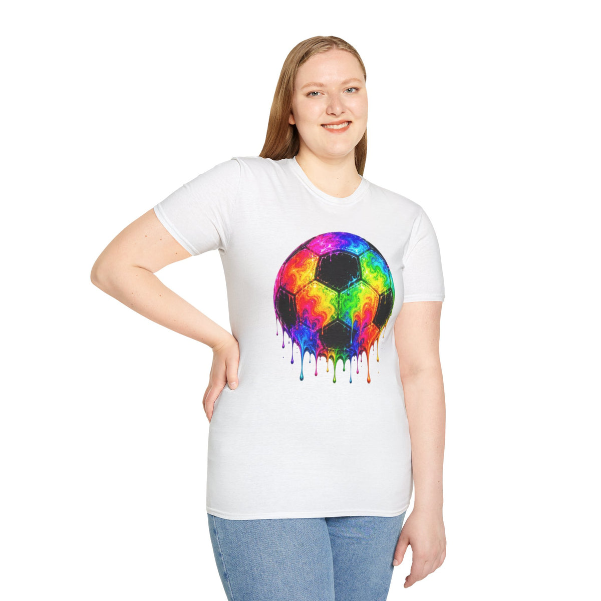 Rainbow Drip Soccer Ball T-Shirt