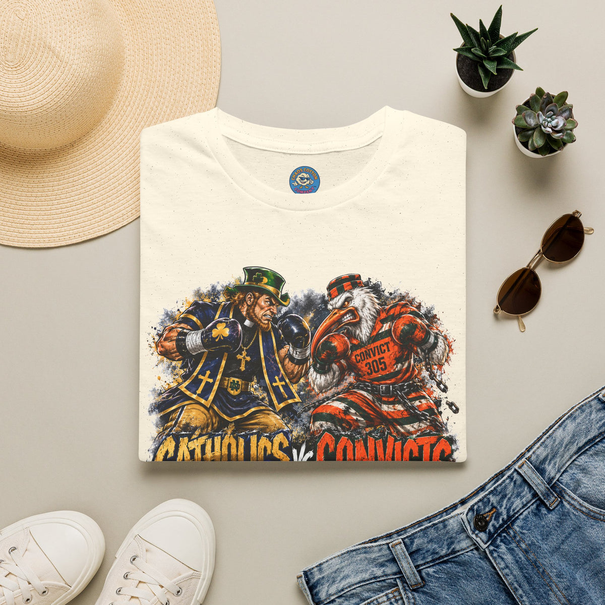 Catholics vs Convicts Rivalry Football T-Shirt