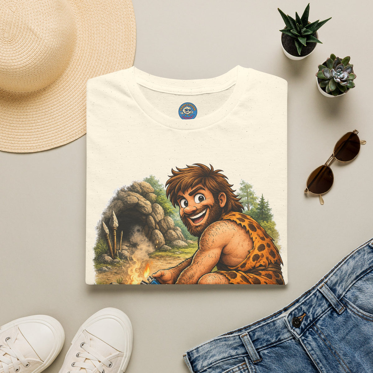 Caveman Discovers a Lighter T-Shirt
