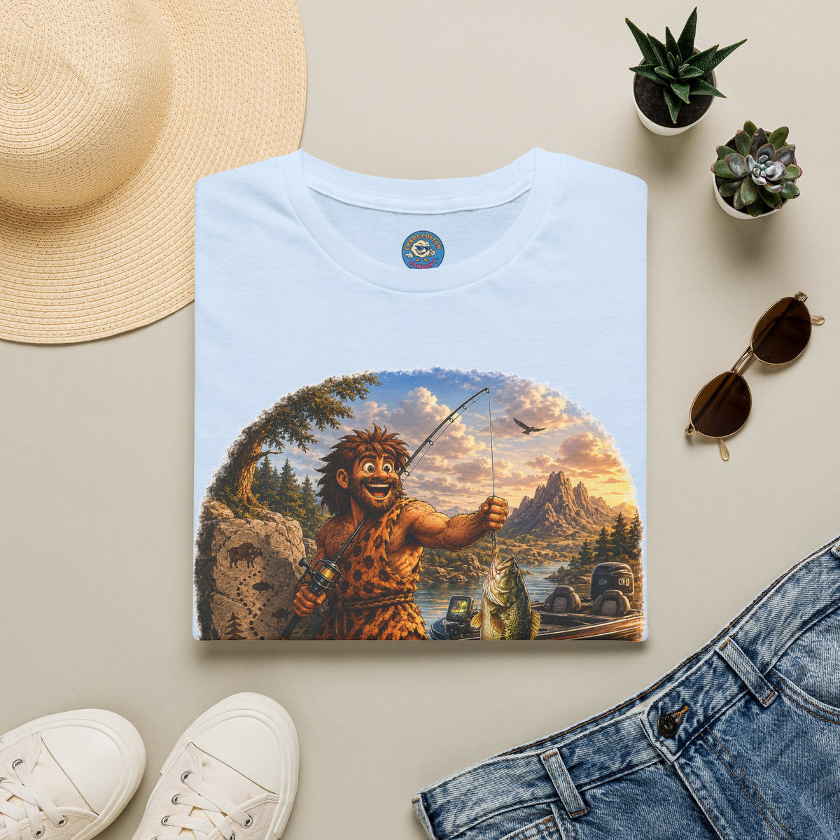 Caveman Goes Fishing T-Shirt