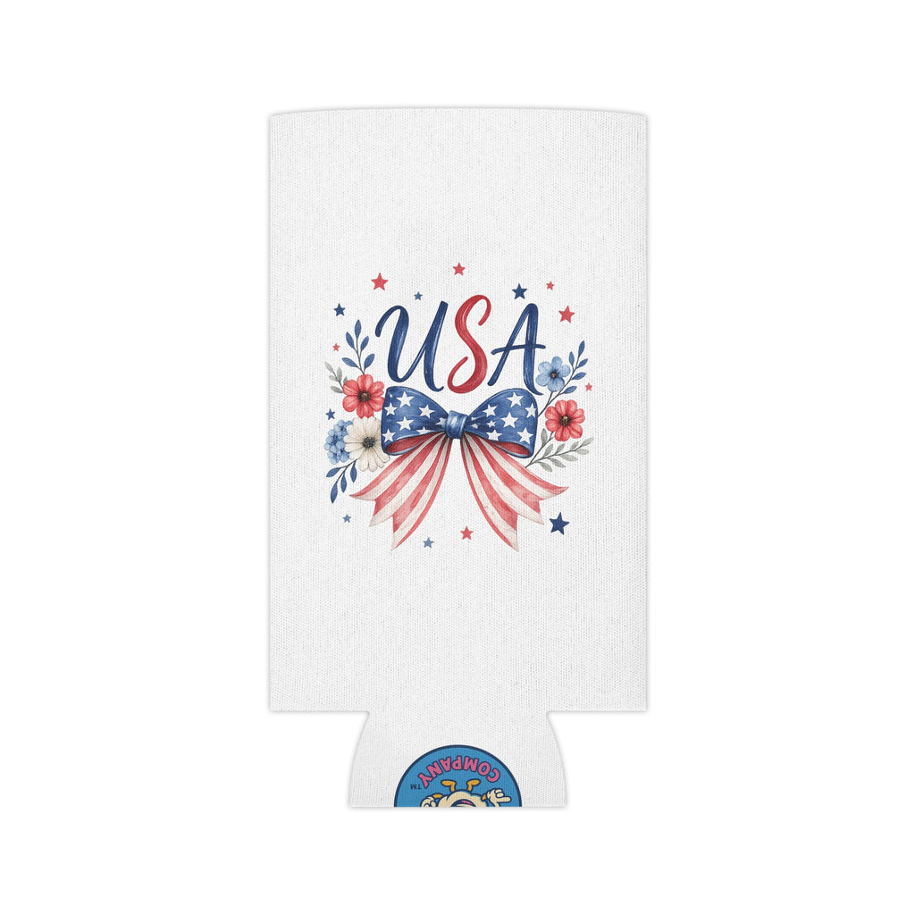 USA Floral Bow Can Cooler