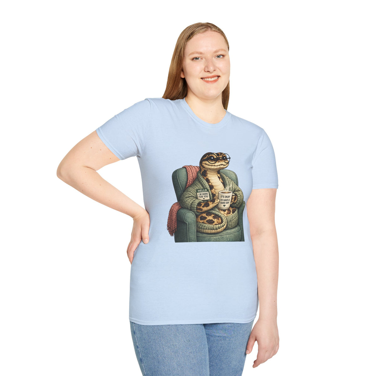 Cozy Snake Holding Mug T-Shirt | It's Okay To Have A Hard Day