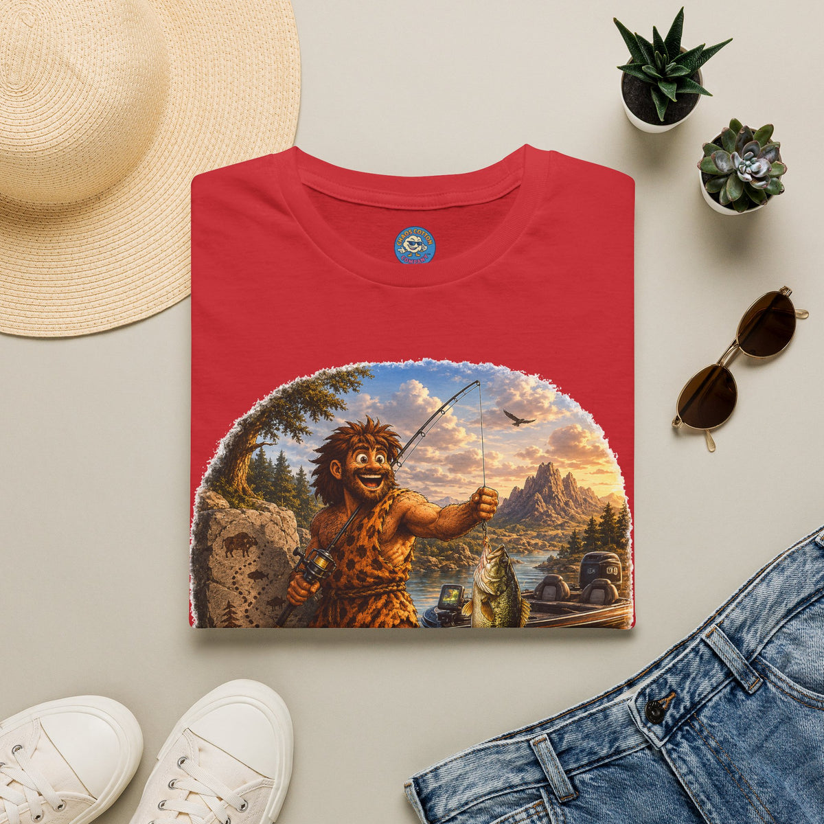 Caveman Goes Fishing T-Shirt