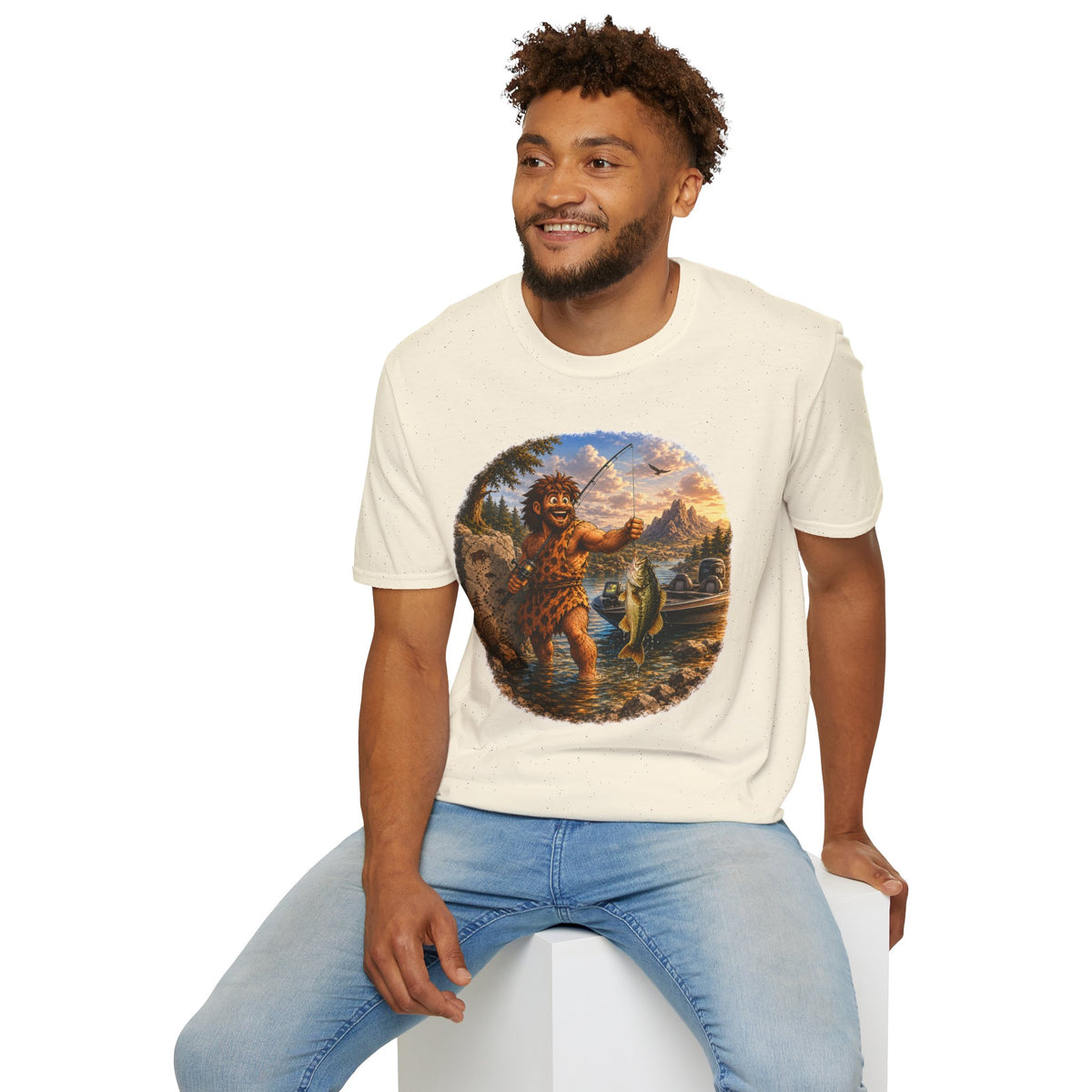 Caveman Goes Fishing T-Shirt
