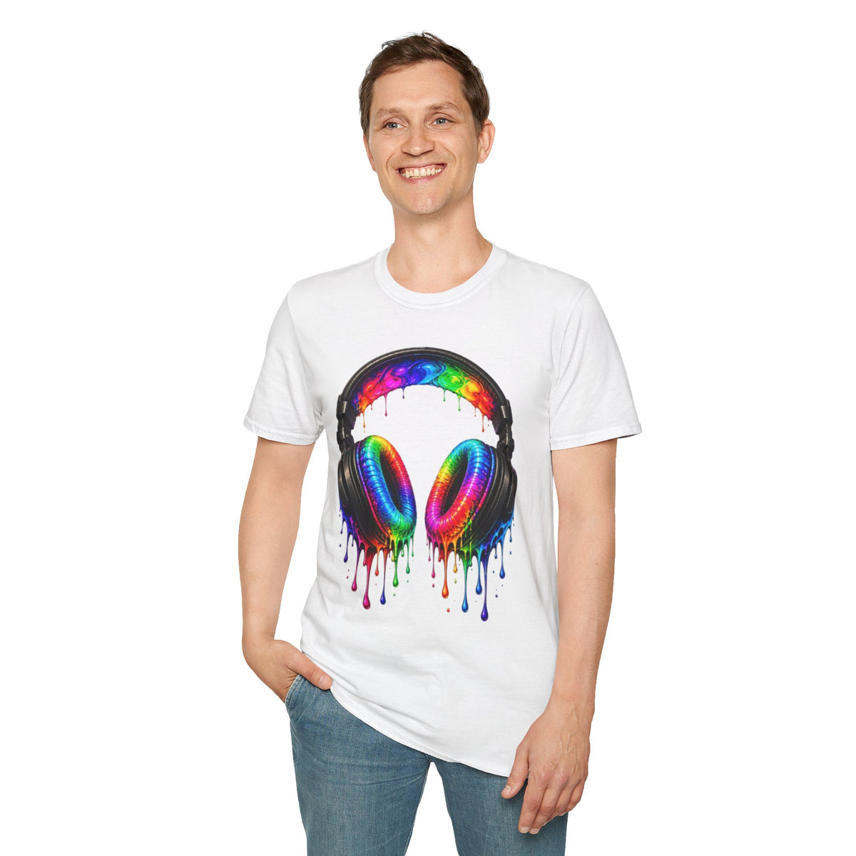Rainbow Drip Headphones T-Shirt