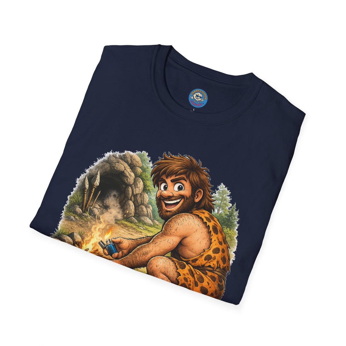 Caveman Discovers a Lighter T-Shirt
