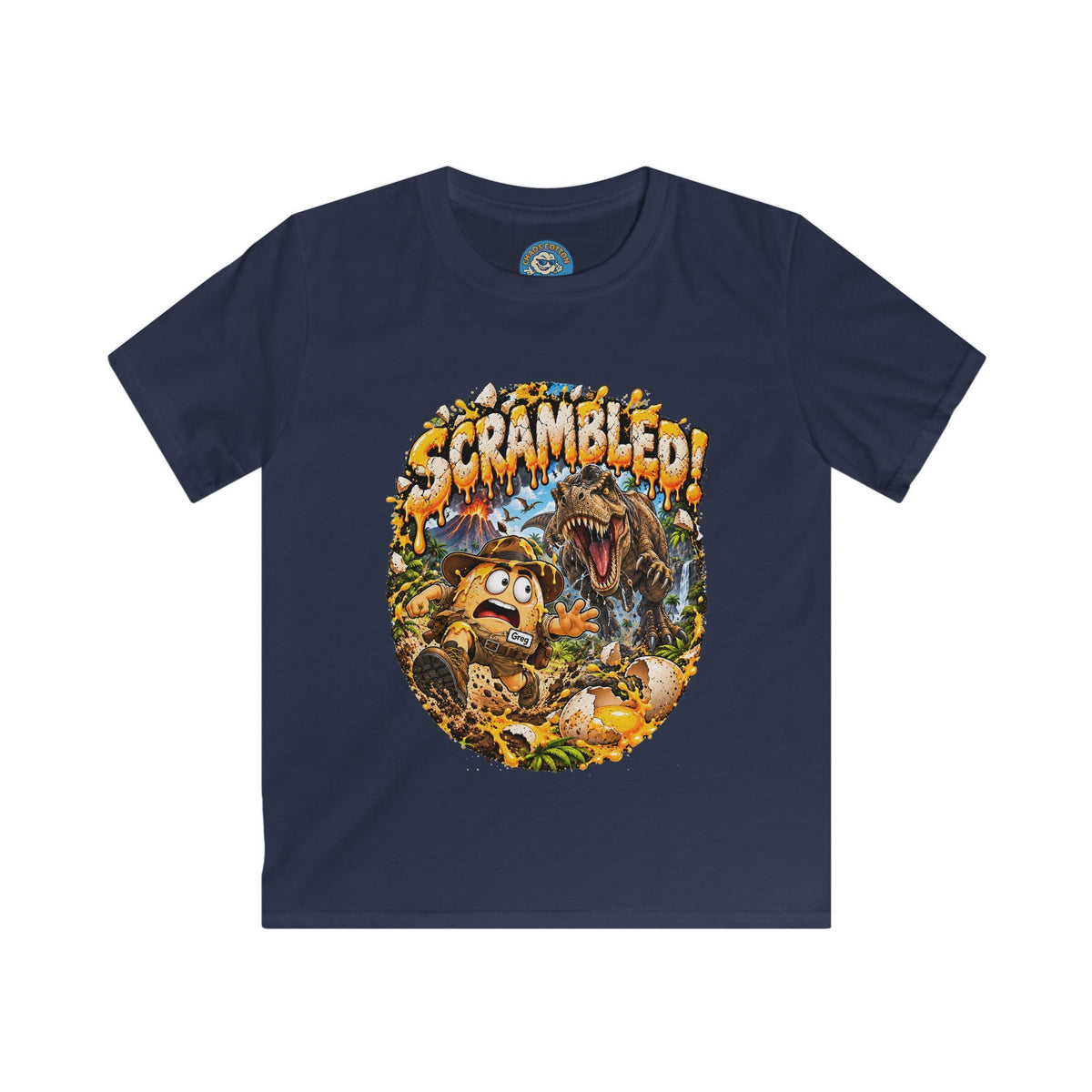 Greg the Egg "Scrambled Dinosaur" Kids T-Shirt