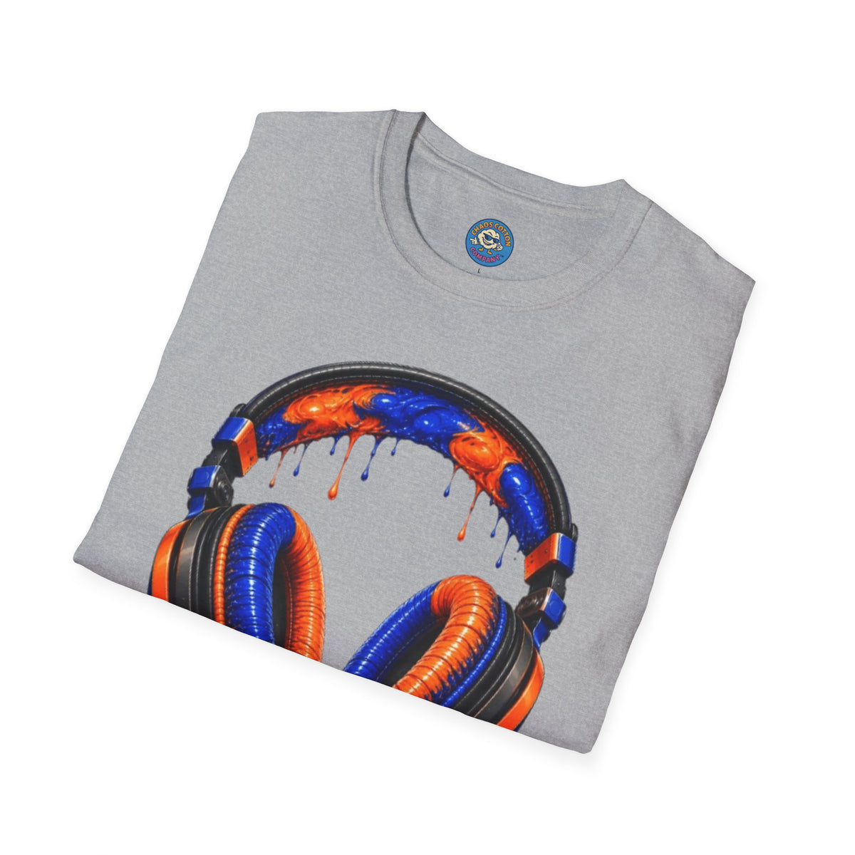 Orange and Blue Drip Headphones T-Shirt