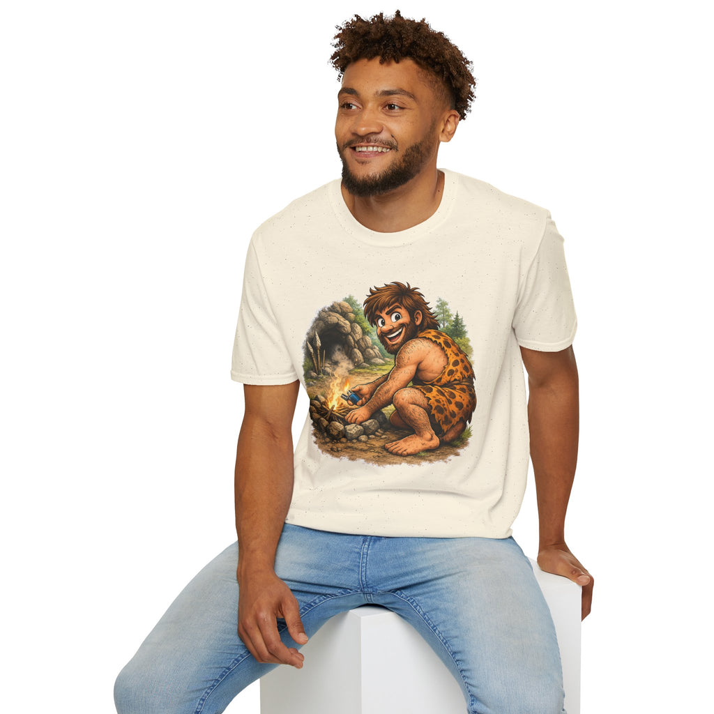 Caveman Discovers a Lighter T-Shirt