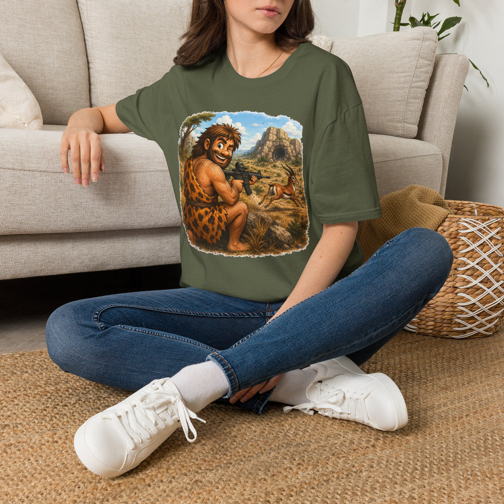Caveman Hunting with an AR T-Shirt