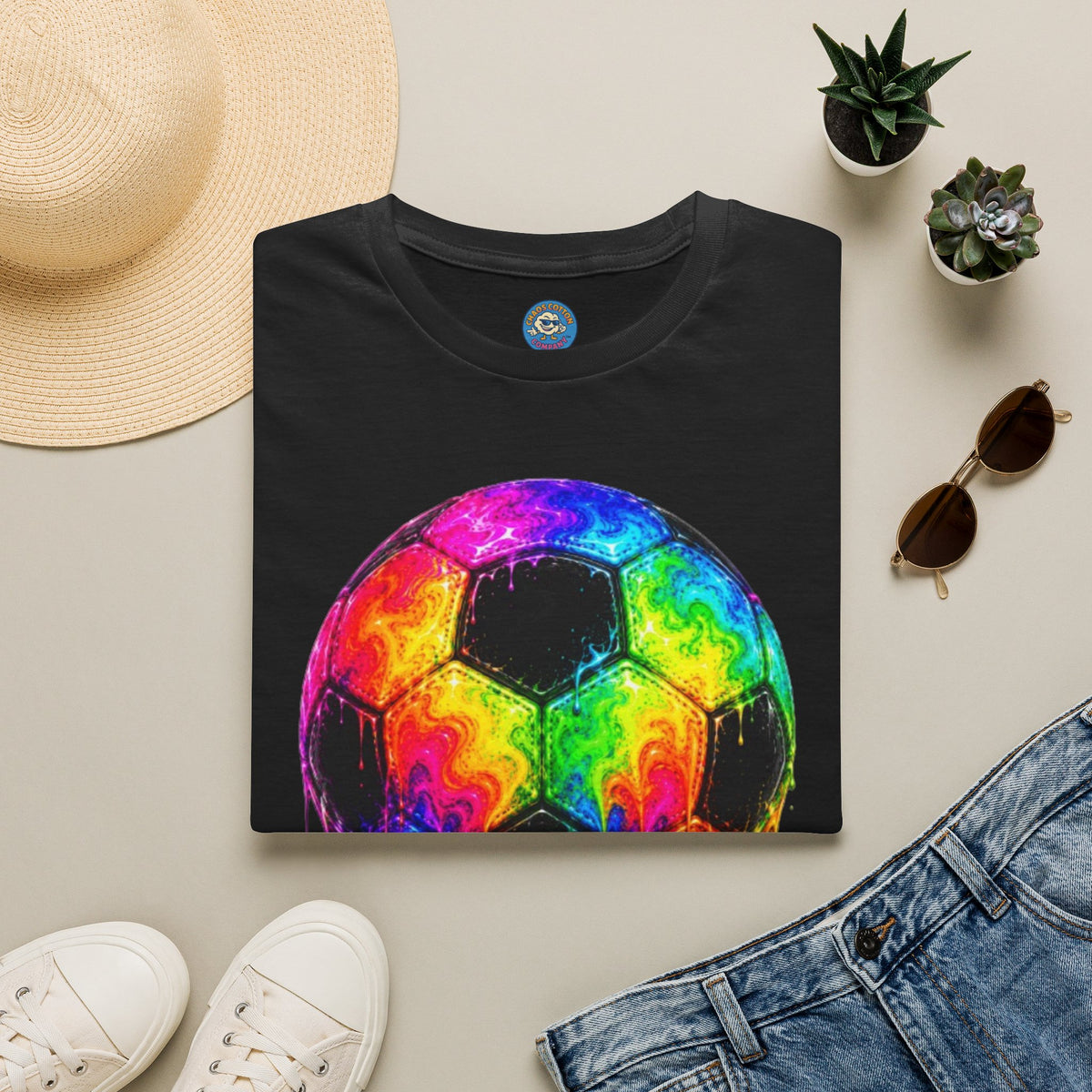 Rainbow Drip Soccer Ball T-Shirt
