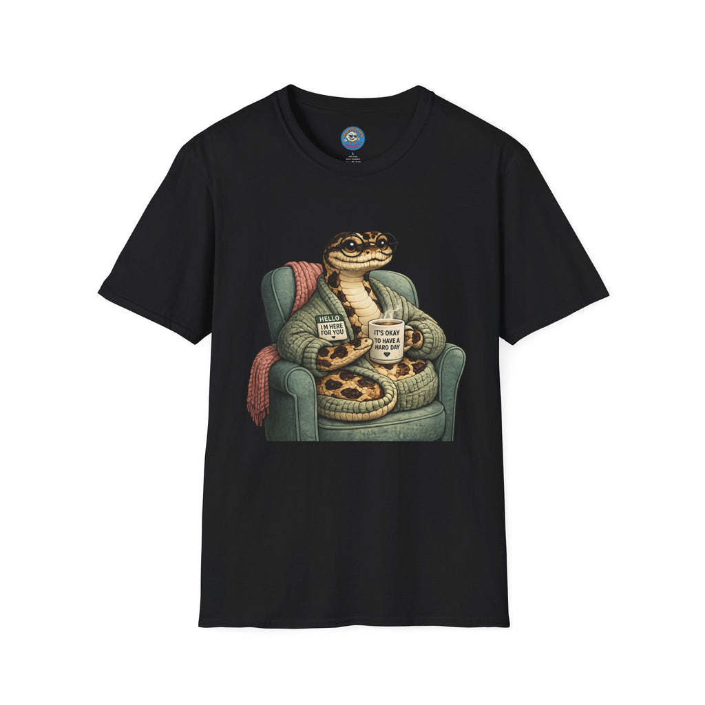 Cozy Snake Holding Mug T-Shirt | It's Okay To Have A Hard Day