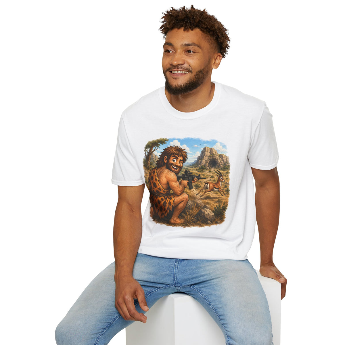 Caveman Hunting with an AR T-Shirt