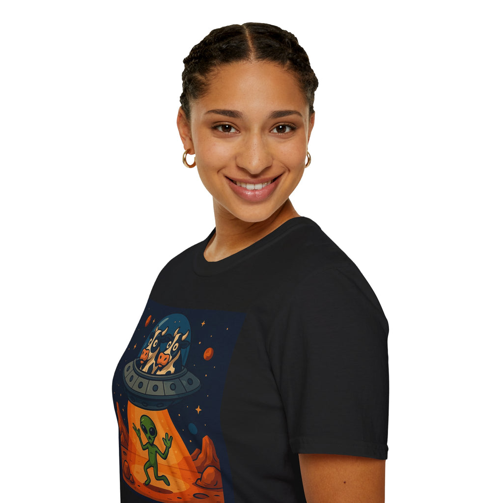 Udderly Suspicious: Alien Cow Abduction Funny UFO T-Shirt