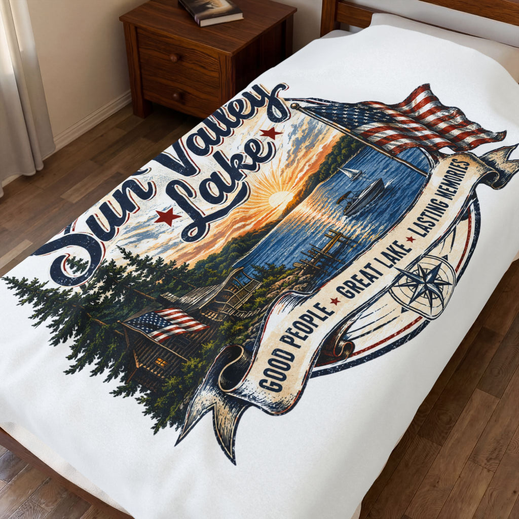 Sun Valley Lake Velveteen Plush Blanket